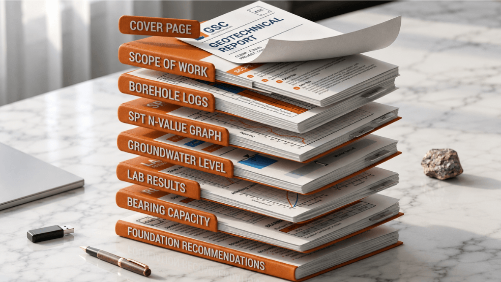 8 Sections Overview of a standard soil test report.